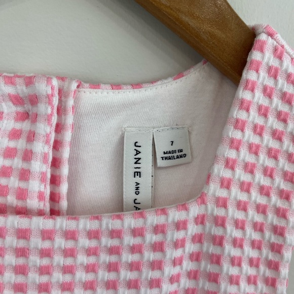 Janie and Jack CHECK RUFFLE DRESS Pink Size 7 - Picture 5 of 8